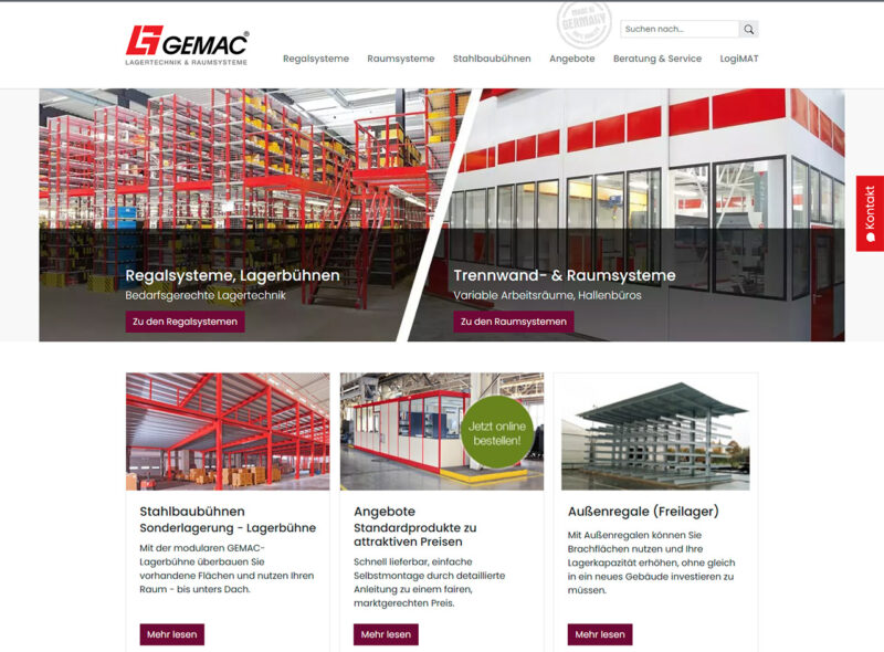 GEMAC Lagertechnik + Trennwand GmbH, Bückeburg, Relaunch 2023