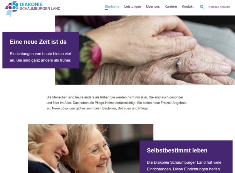 Ein Screenshot der Website https://diakonie-shg.de