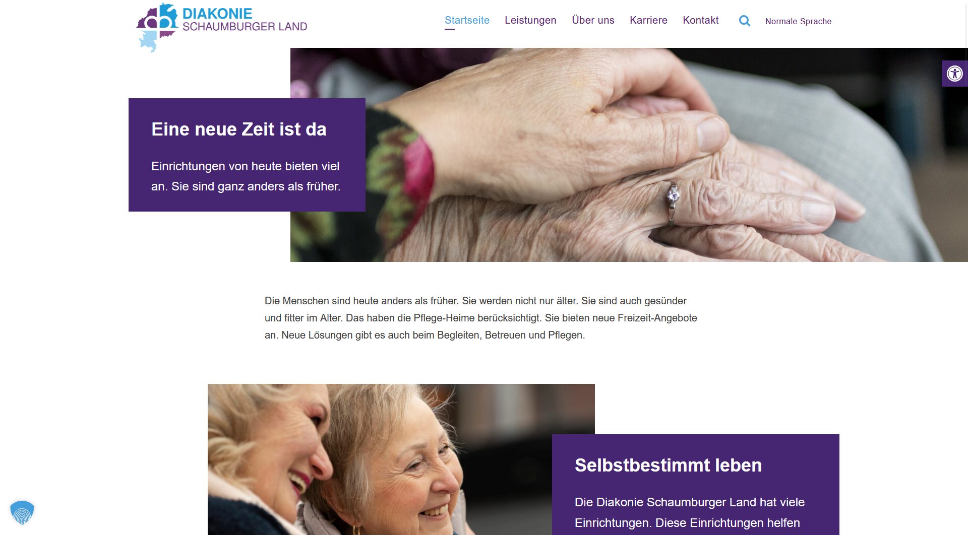 Ein Screenshot der Website https://diakonie-shg.de
