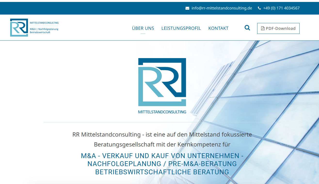 Ein Screenshot der Website https://rr-mittelstandconsulting.de