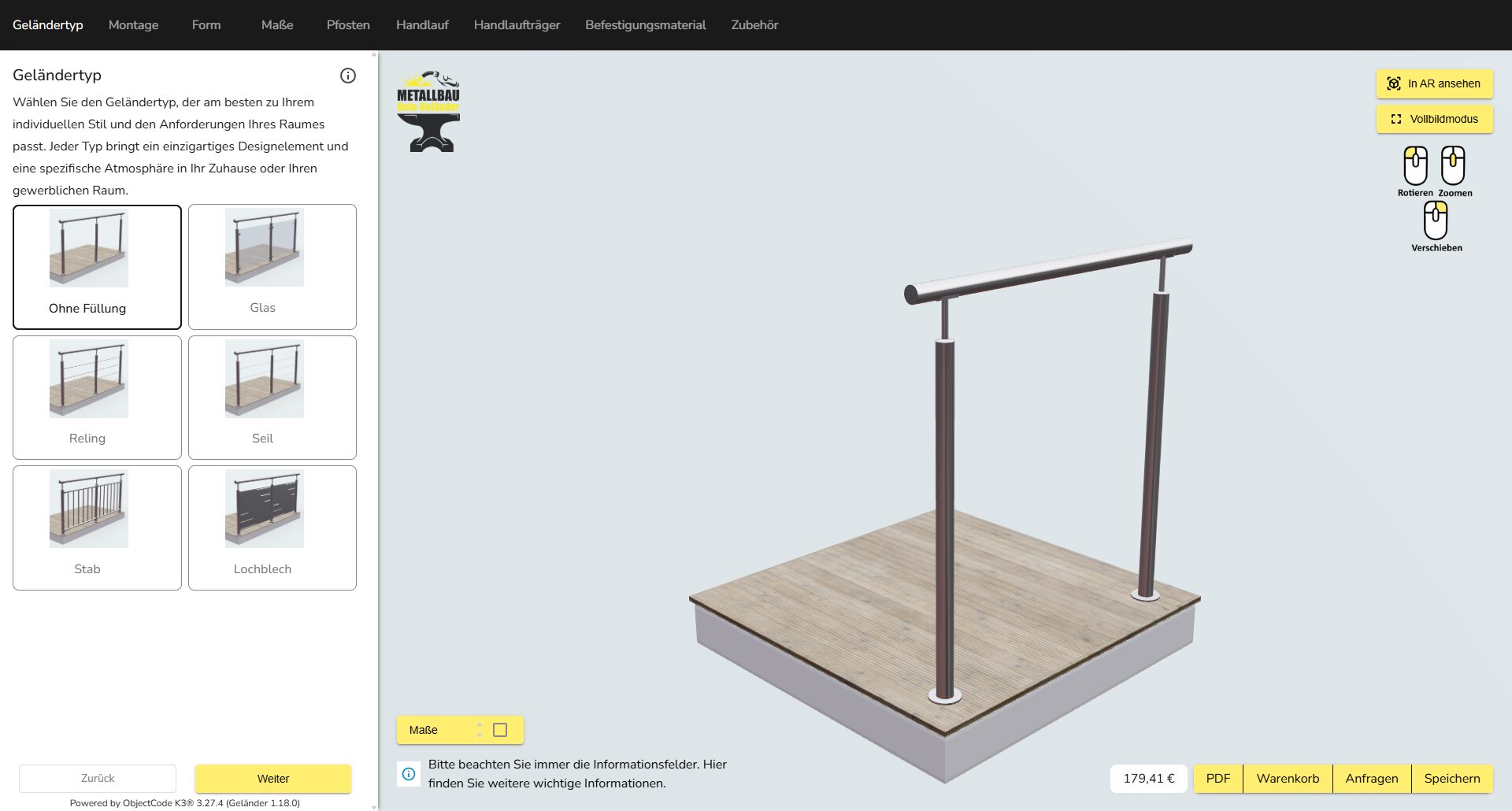 Screenshot des K3-Konfigurators vom unserem Kunden Jay-Cool